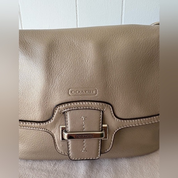 Coach Metallic Beige Leather Taylor Flap Bag - Picture 4 of 13